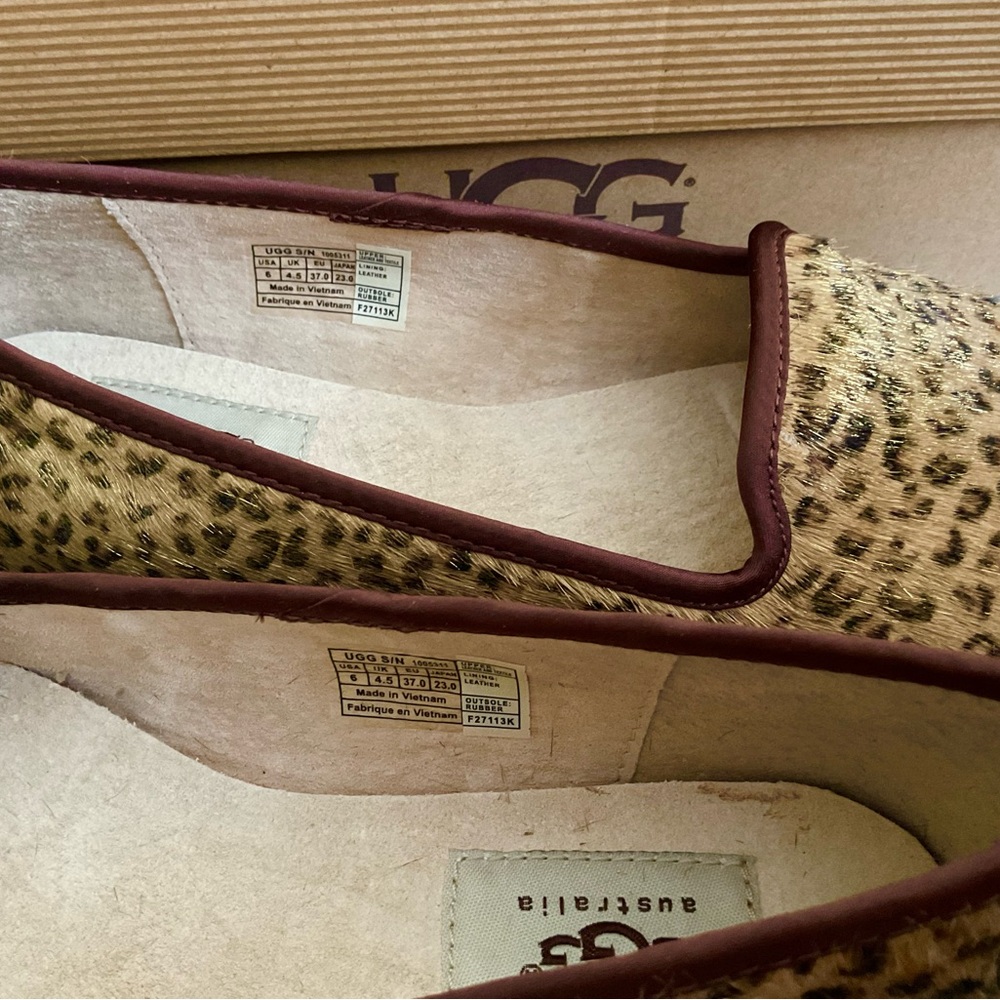 UGG ALLOWAY METALLIC LEOPARD CALF HAIR Ballet Flats Shoes NEW - Picture 10 of 15